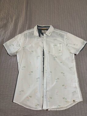 Free Planet Ivory Shirt with Palm Tree and Flamingo Accent